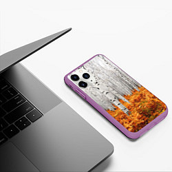 Чехол iPhone 11 Pro матовый Березовая роща, цвет: 3D-фиолетовый — фото 2