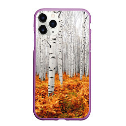 Чехол iPhone 11 Pro матовый Березовая роща, цвет: 3D-фиолетовый