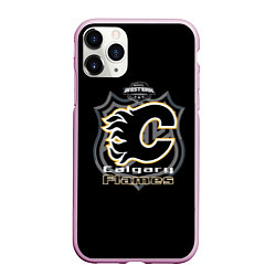 Чехол iPhone 11 Pro матовый Calgary Flames Team, цвет: 3D-розовый