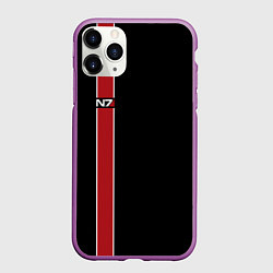 Чехол iPhone 11 Pro матовый Mass Effect N7, цвет: 3D-фиолетовый