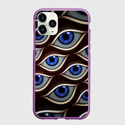 Чехол iPhone 11 Pro матовый Глазоед много зрачков, цвет: 3D-фиолетовый
