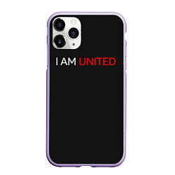 Чехол iPhone 11 Pro матовый Manchester United team, цвет: 3D-светло-сиреневый