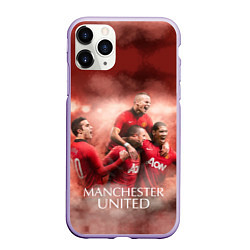 Чехол iPhone 11 Pro матовый Manchester United, цвет: 3D-светло-сиреневый