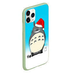 Чехол iPhone 11 Pro матовый Тоторо под снегом, цвет: 3D-салатовый — фото 2