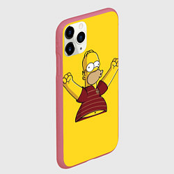 Чехол iPhone 11 Pro матовый Гомер-болельщик, цвет: 3D-малиновый — фото 2