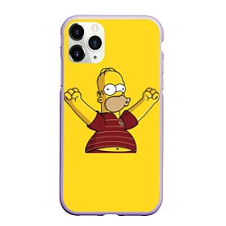 Чехол iPhone 11 Pro матовый Гомер-болельщик, цвет: 3D-светло-сиреневый