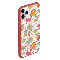 Чехол iPhone 11 Pro матовый Милые зверюшки, цвет: 3D-красный — фото 2