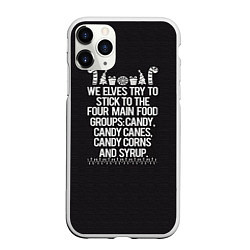 Чехол iPhone 11 Pro матовый Candy Canes, цвет: 3D-белый