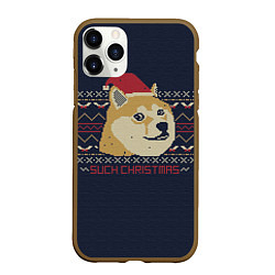 Чехол iPhone 11 Pro матовый Doge Such Christmas, цвет: 3D-коричневый