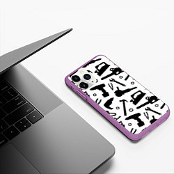Чехол iPhone 11 Pro матовый Строитель 7, цвет: 3D-фиолетовый — фото 2
