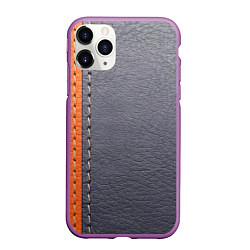 Чехол iPhone 11 Pro матовый Кожа, цвет: 3D-фиолетовый