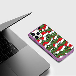 Чехол iPhone 11 Pro матовый Sad frog new year, цвет: 3D-фиолетовый — фото 2