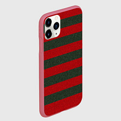 Чехол iPhone 11 Pro матовый Красно-полосатый, цвет: 3D-малиновый — фото 2