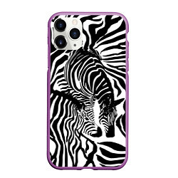 Чехол iPhone 11 Pro матовый Полосатая зебра, цвет: 3D-фиолетовый