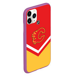 Чехол iPhone 11 Pro матовый NHL: Calgary Flames, цвет: 3D-фиолетовый — фото 2