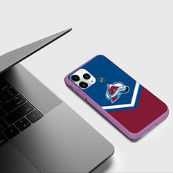 Чехол iPhone 11 Pro матовый NHL: Colorado Avalanche, цвет: 3D-фиолетовый — фото 2