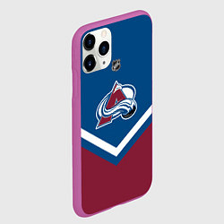 Чехол iPhone 11 Pro матовый NHL: Colorado Avalanche, цвет: 3D-фиолетовый — фото 2