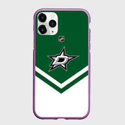 Чехол iPhone 11 Pro матовый NHL: Dallas Stars, цвет: 3D-фиолетовый