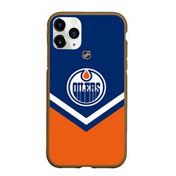 Чехол iPhone 11 Pro матовый NHL: Edmonton Oilers, цвет: 3D-коричневый
