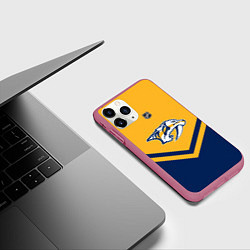 Чехол iPhone 11 Pro матовый NHL: Nashville Predators, цвет: 3D-малиновый — фото 2