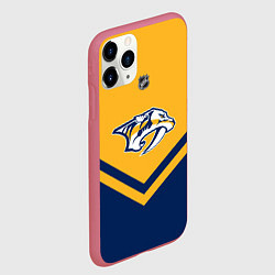 Чехол iPhone 11 Pro матовый NHL: Nashville Predators, цвет: 3D-малиновый — фото 2