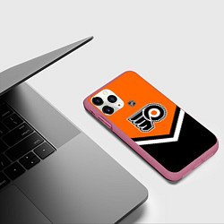 Чехол iPhone 11 Pro матовый NHL: Philadelphia Flyers, цвет: 3D-малиновый — фото 2