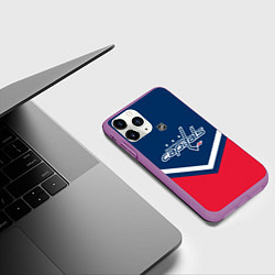Чехол iPhone 11 Pro матовый NHL: Washington Capitals, цвет: 3D-фиолетовый — фото 2