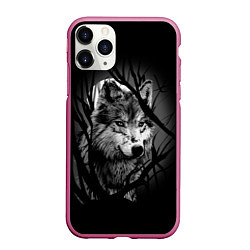 Чехол iPhone 11 Pro матовый Серый волк, цвет: 3D-малиновый