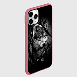 Чехол iPhone 11 Pro матовый Серый волк, цвет: 3D-малиновый — фото 2