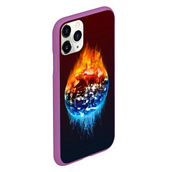 Чехол iPhone 11 Pro матовый Огонь против воды, цвет: 3D-фиолетовый — фото 2