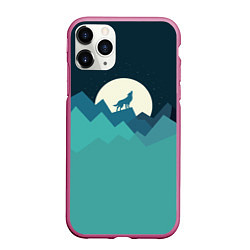 Чехол iPhone 11 Pro матовый Воющий волк, цвет: 3D-малиновый