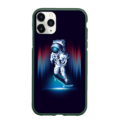 Чехол iPhone 11 Pro матовый Космический скейтбордист, цвет: 3D-темно-зеленый