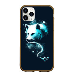 Чехол iPhone 11 Pro матовый Галактический волк, цвет: 3D-коричневый