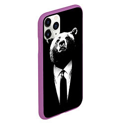 Чехол iPhone 11 Pro матовый Медведь бизнесмен, цвет: 3D-фиолетовый — фото 2