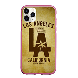 Чехол iPhone 11 Pro матовый Лос-Анджелес, цвет: 3D-малиновый