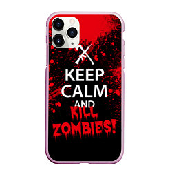 Чехол iPhone 11 Pro матовый Keep Calm & Kill Zombies, цвет: 3D-розовый