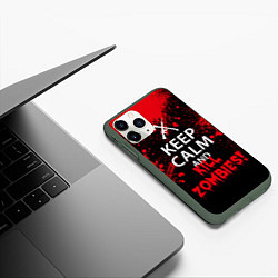 Чехол iPhone 11 Pro матовый Keep Calm & Kill Zombies, цвет: 3D-темно-зеленый — фото 2