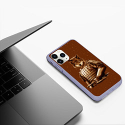 Чехол iPhone 11 Pro матовый Волк самурай, цвет: 3D-светло-сиреневый — фото 2