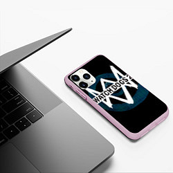 Чехол iPhone 11 Pro матовый Watch Dogs 2, цвет: 3D-розовый — фото 2