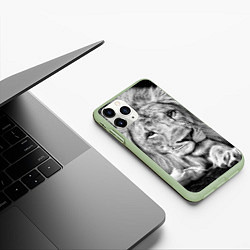 Чехол iPhone 11 Pro матовый Милый лев, цвет: 3D-салатовый — фото 2