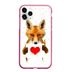 Чехол iPhone 11 Pro матовый Влюбленная лиса, цвет: 3D-малиновый