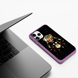 Чехол iPhone 11 Pro матовый Лис байкер, цвет: 3D-фиолетовый — фото 2