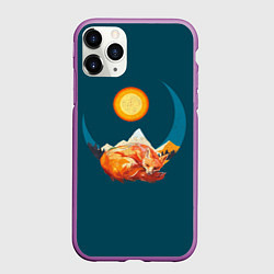 Чехол iPhone 11 Pro матовый Лиса под солнцем, цвет: 3D-фиолетовый