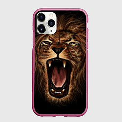 Чехол iPhone 11 Pro матовый Львиный рык, цвет: 3D-малиновый
