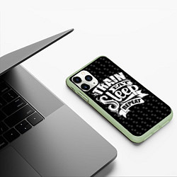 Чехол iPhone 11 Pro матовый Train Eat Sleep Repeat, цвет: 3D-салатовый — фото 2