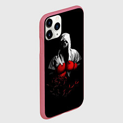 Чехол iPhone 11 Pro матовый Мертвый боксер, цвет: 3D-малиновый — фото 2
