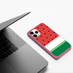 Чехол iPhone 11 Pro матовый Сочный арбуз, цвет: 3D-малиновый — фото 2