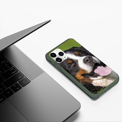Чехол iPhone 11 Pro матовый Бернский зенненхунд, цвет: 3D-темно-зеленый — фото 2