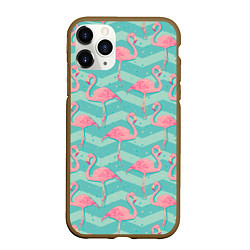 Чехол iPhone 11 Pro матовый Flamingo Pattern, цвет: 3D-коричневый