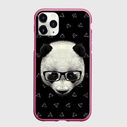 Чехол iPhone 11 Pro матовый Умная панда, цвет: 3D-малиновый
